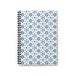 Arabesque Blue Brown Pattern - Spiral Notebook Ruled Line