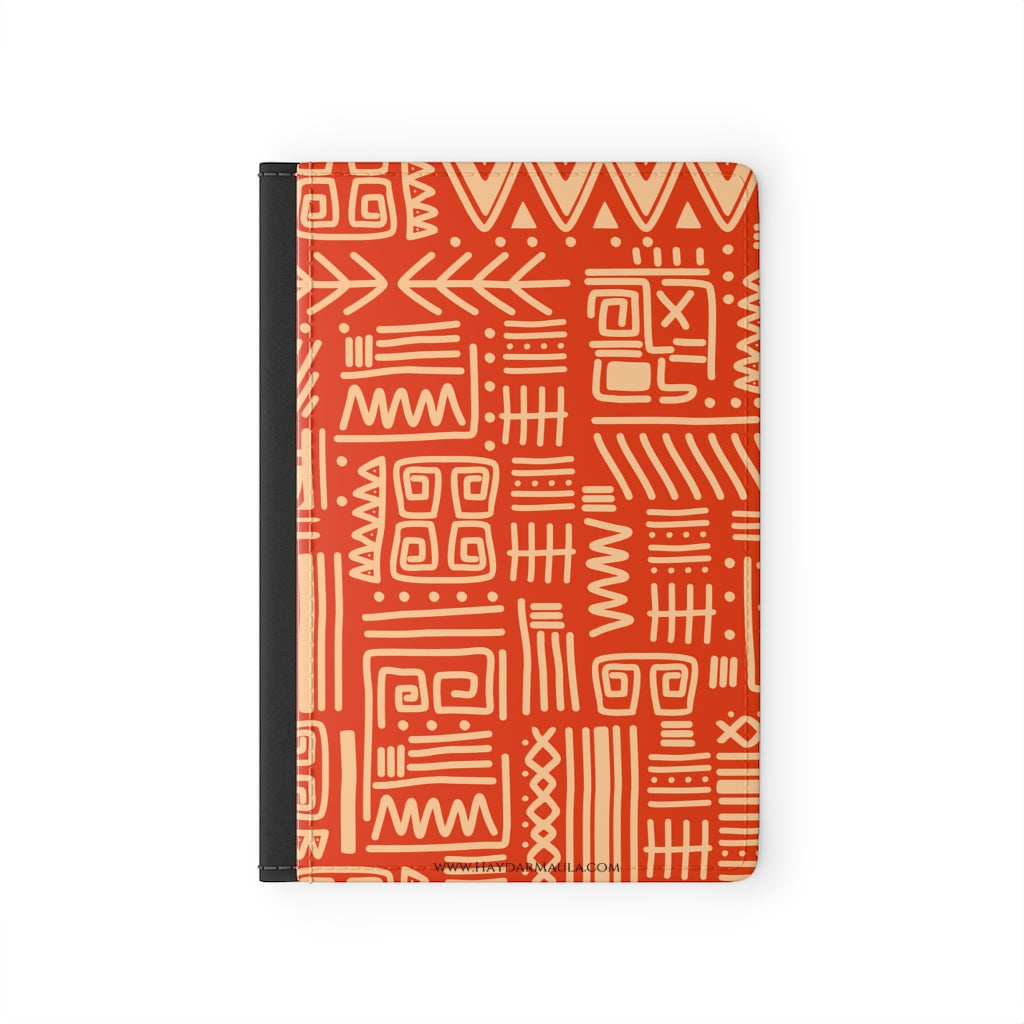 African Ethnical Seamless Pattern - Premium Black Passport Cover Faux Leather, Travel Accessories