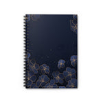 Blue Flowers Gold - Spiral Notebook Ruled Line