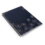 Blue Flowers Gold - Spiral Notebook Ruled Line