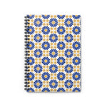Blue Yellow Flower Pattern - Spiral Notebook Ruled Line