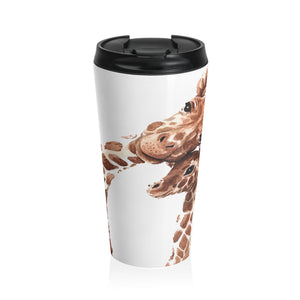 Cute Girafes Stainless Steel Travel Mug 15oz Black with Plastic lid - Teacher gift, Mothers Day, Fathers Day, Birthday Gift