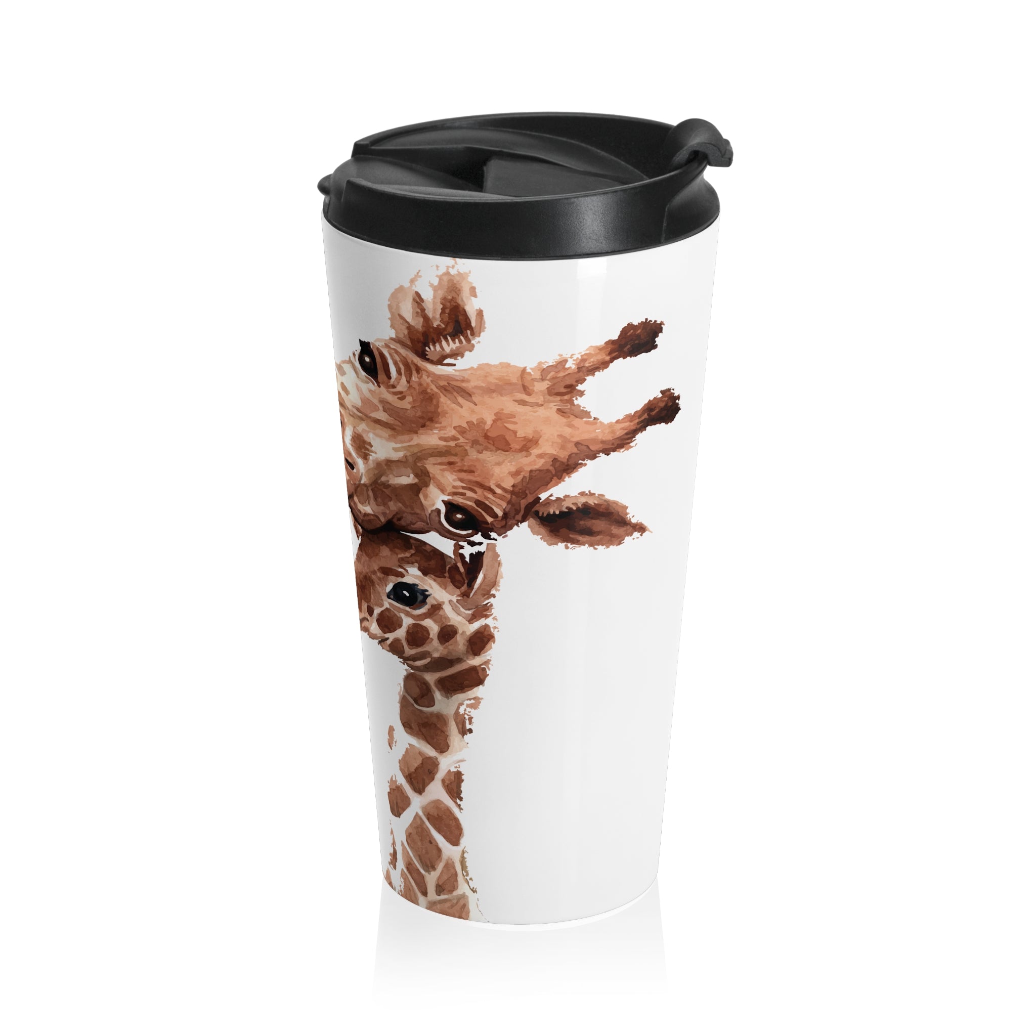 Cute Girafes Stainless Steel Travel Mug 15oz Black with Plastic lid - Teacher gift, Mothers Day, Fathers Day, Birthday Gift