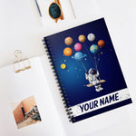 Personalized Spiral Notebook Astonaut with Parachute in Space - Spiral Notebook Ruled Line