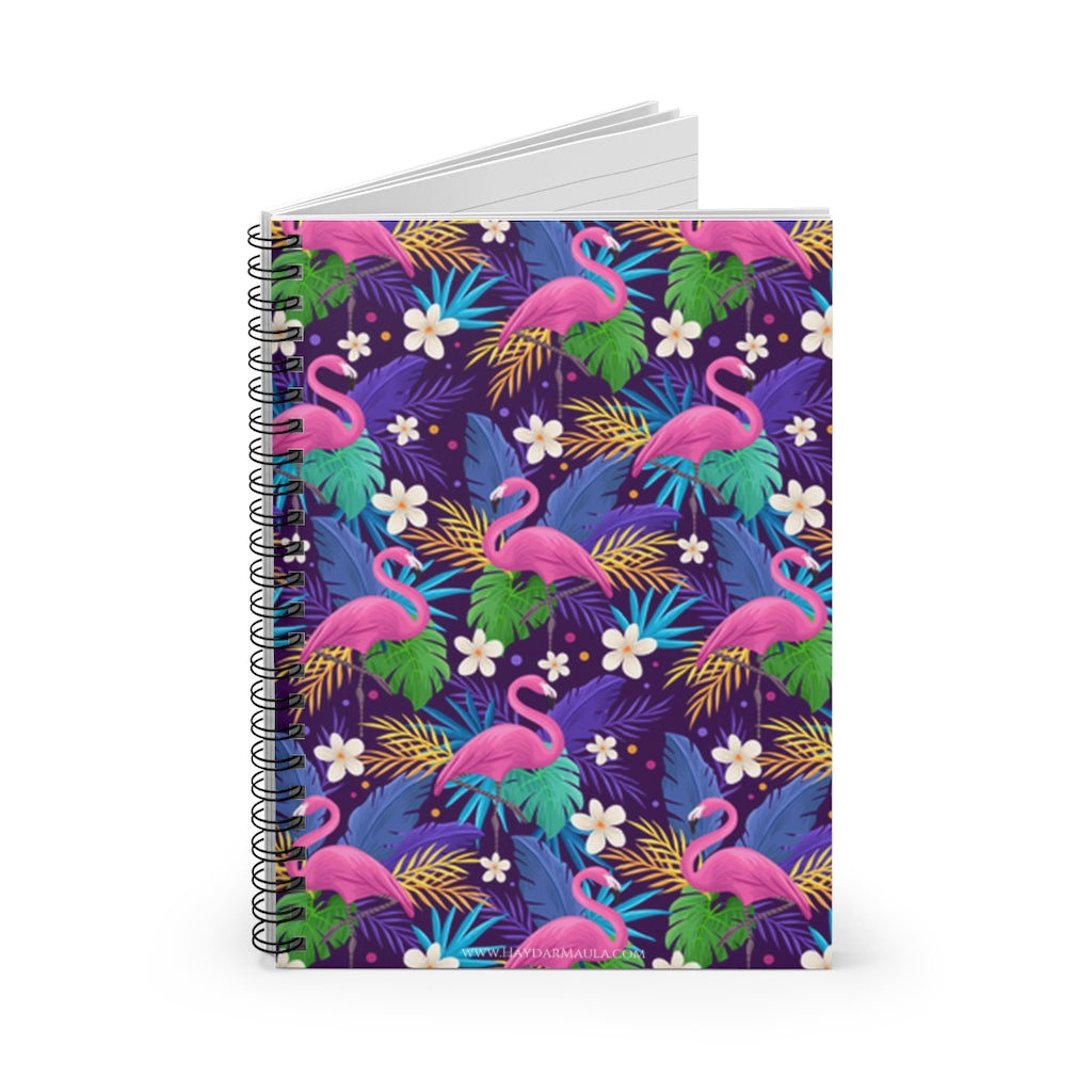 Flamingo Summer Pattern - Cute Spiral Notebook Ruled Line