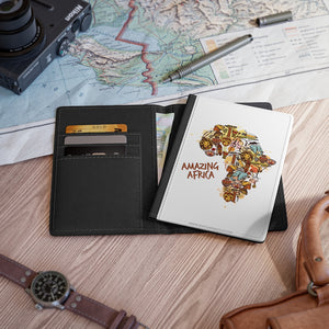 Amazing Africa - Premium Black Passport Cover Faux Leather, Travel Accessories, Africa Map