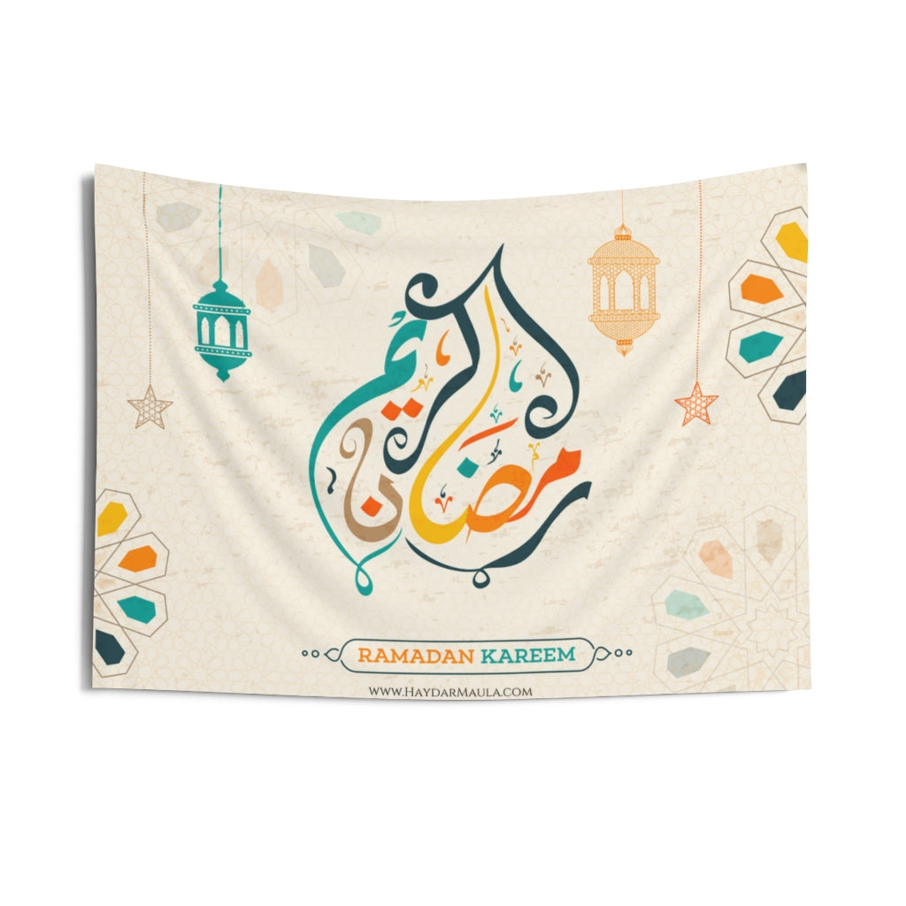 Ramadhan Kareem Arabic Calligraphy - Wall Tapestry, Indoor Outdoor Islamic Flag, Banner, Eid Mubarak, Holy Month