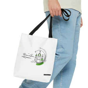 Ramadan Mubarak Tote Bag White Green - Islamic bag, Eid gift, Mosque bag, Prayer bag, Holy month