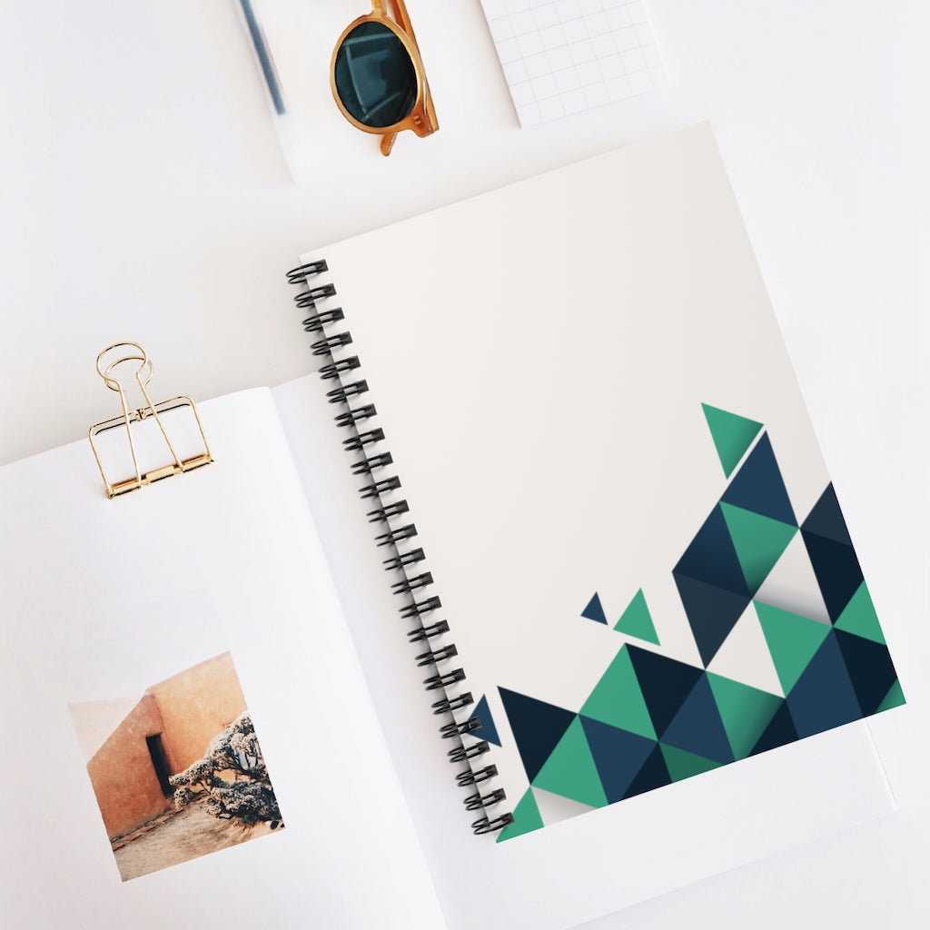 Green Geometrical Shapes - Cute Spiral Notebook Ruled Line