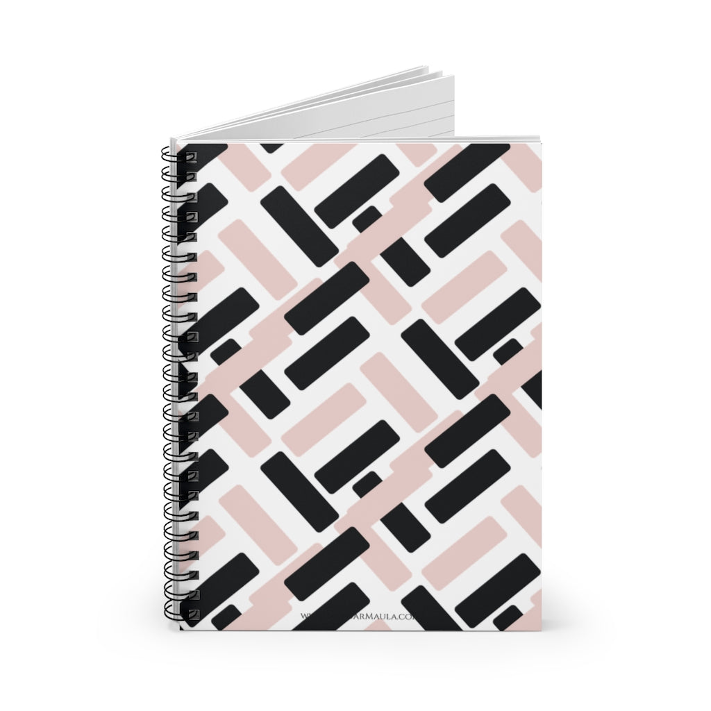 Pink and Black mosaic - Spiral Notebook Ruled Line