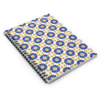 Blue Yellow Flower Pattern - Spiral Notebook Ruled Line