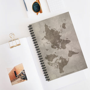 World Map on Concrete Wall - Spiral Notebook Ruled Line