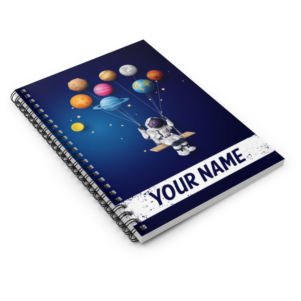 Personalized Spiral Notebook Astonaut with Parachute in Space - Spiral Notebook Ruled Line