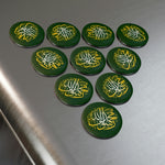 Muhammad Rasulullah (saw) - Green White and Yellow Magnet Round, Islamic Gifts, Hajj, Eid