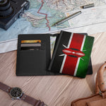 Kenyan Flag USA - Premium Black Passport Cover Faux Leather, Travel Accessories, Kenya, East Africa, Masai, Swahili