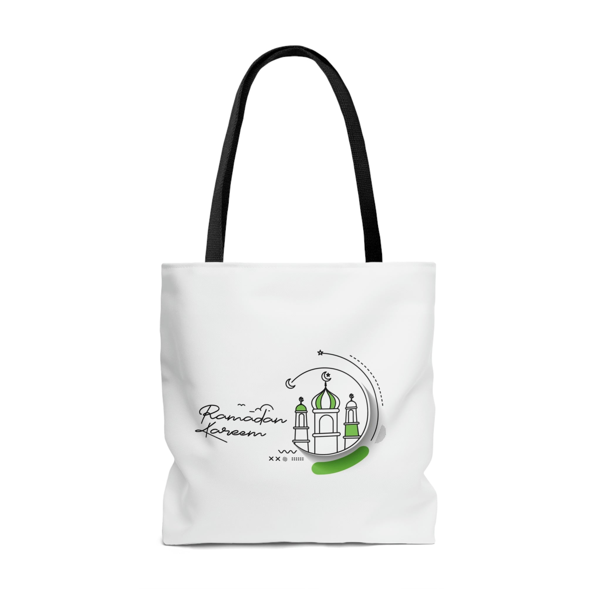 Ramadan Mubarak Tote Bag White Green - Islamic bag, Eid gift, Mosque bag, Prayer bag, Holy month