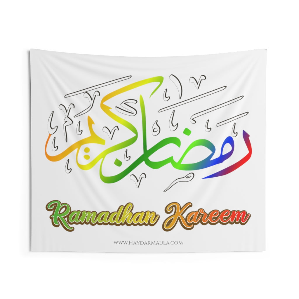 Ramadhan Kareem Rainbow Effect - Wall Tapestry, Indoor Outdoor Islamic Flag, Banner, Eid Mubarak, Holy Month