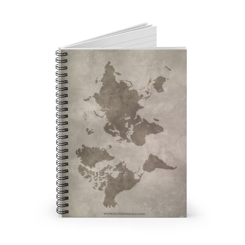 World Map on Concrete Wall - Spiral Notebook Ruled Line