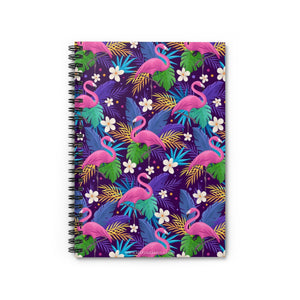 Flamingo Summer Pattern - Cute Spiral Notebook Ruled Line