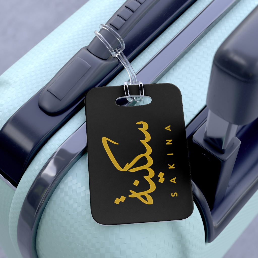 Sakina Arabic Name - Luggage Tag Black and Gold