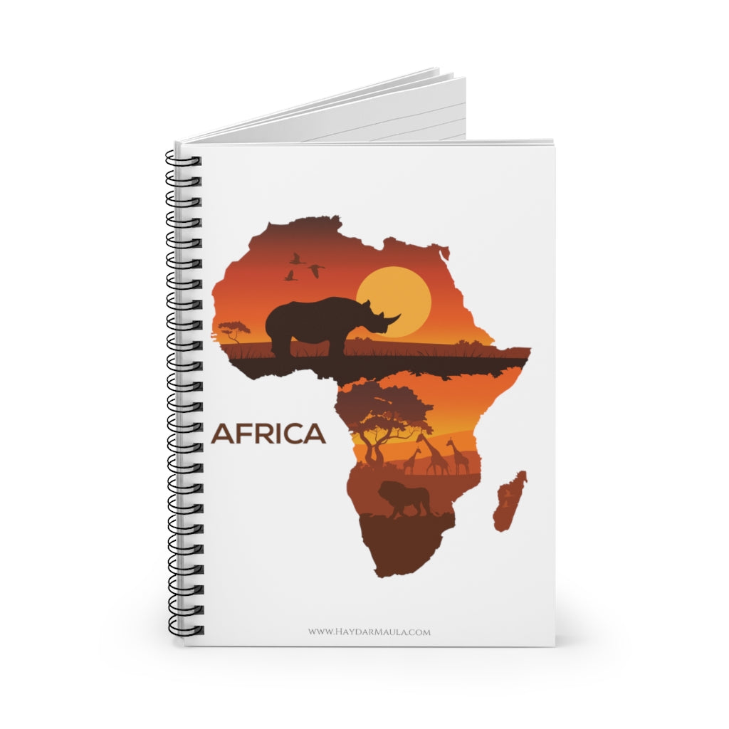 Africa with Animals Sunset - Spiral Notebook Ruled Line