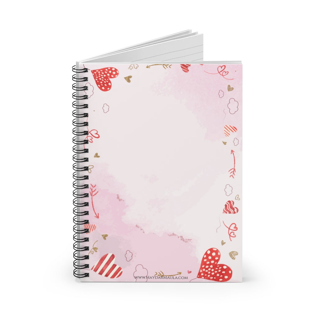 Love Hearts Doodles- Spiral Notebook - Ruled Line, Shopping list, School notes or Poems, Cute Gift idea