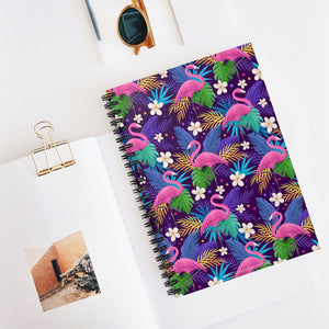 Flamingo Summer Pattern - Cute Spiral Notebook Ruled Line