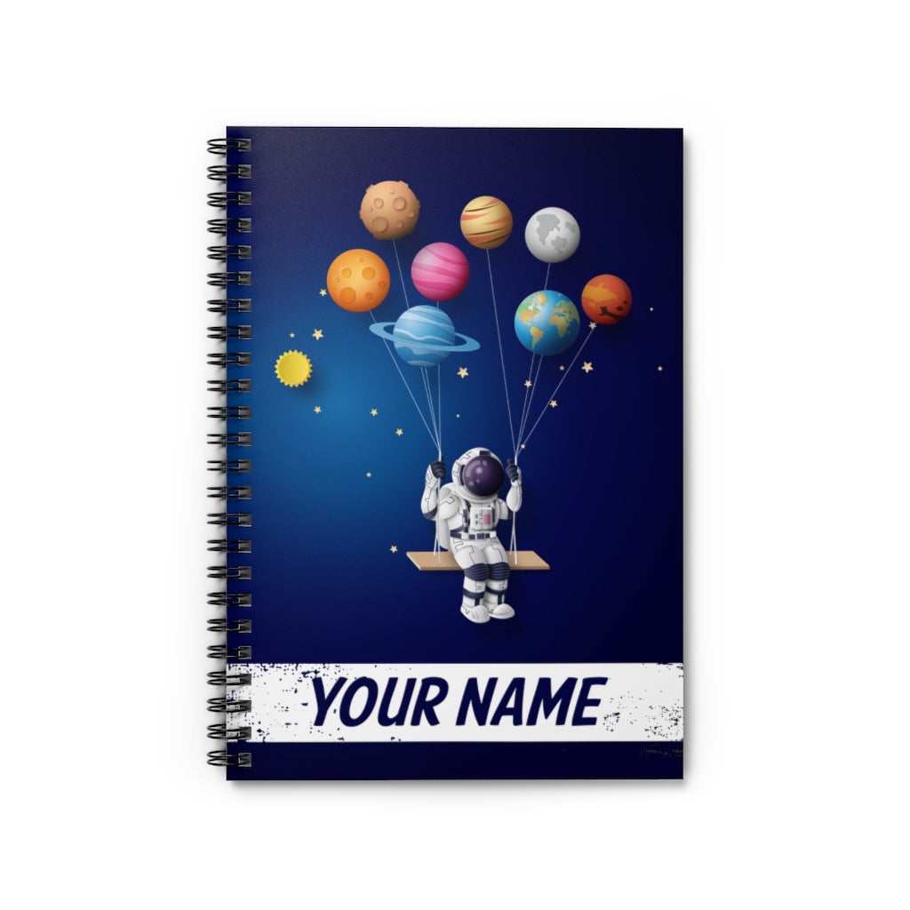 Personalized Spiral Notebook Astonaut with Parachute in Space - Spiral Notebook Ruled Line