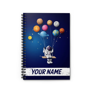 Personalized Spiral Notebook Astonaut with Parachute in Space - Spiral Notebook Ruled Line