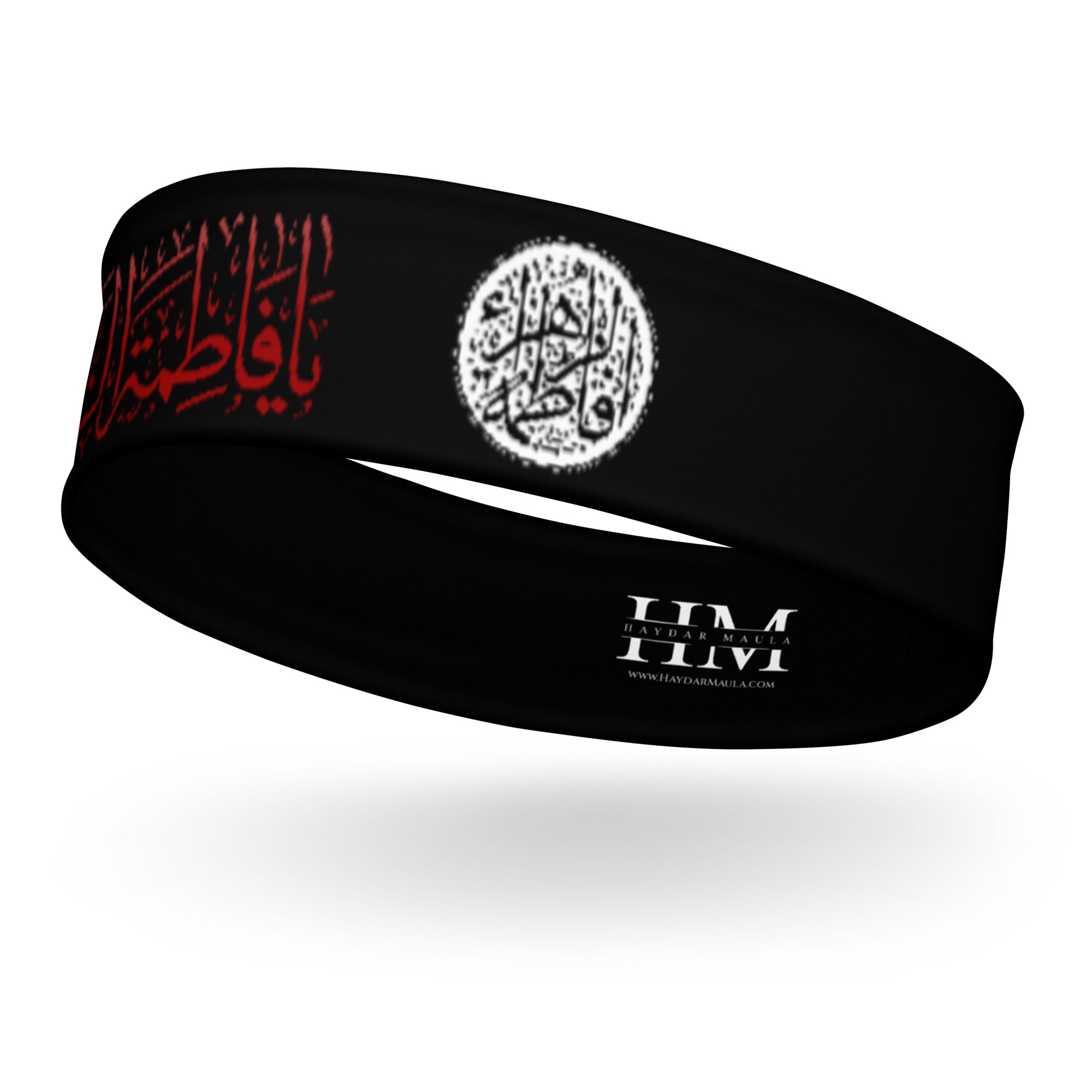 Assalamo 'Alaiki Ya Fatema Zahra (as) Red White - Black Headband Soft and Stretchy, Karbala, Ashura, Arbaeen, Shia Islamic