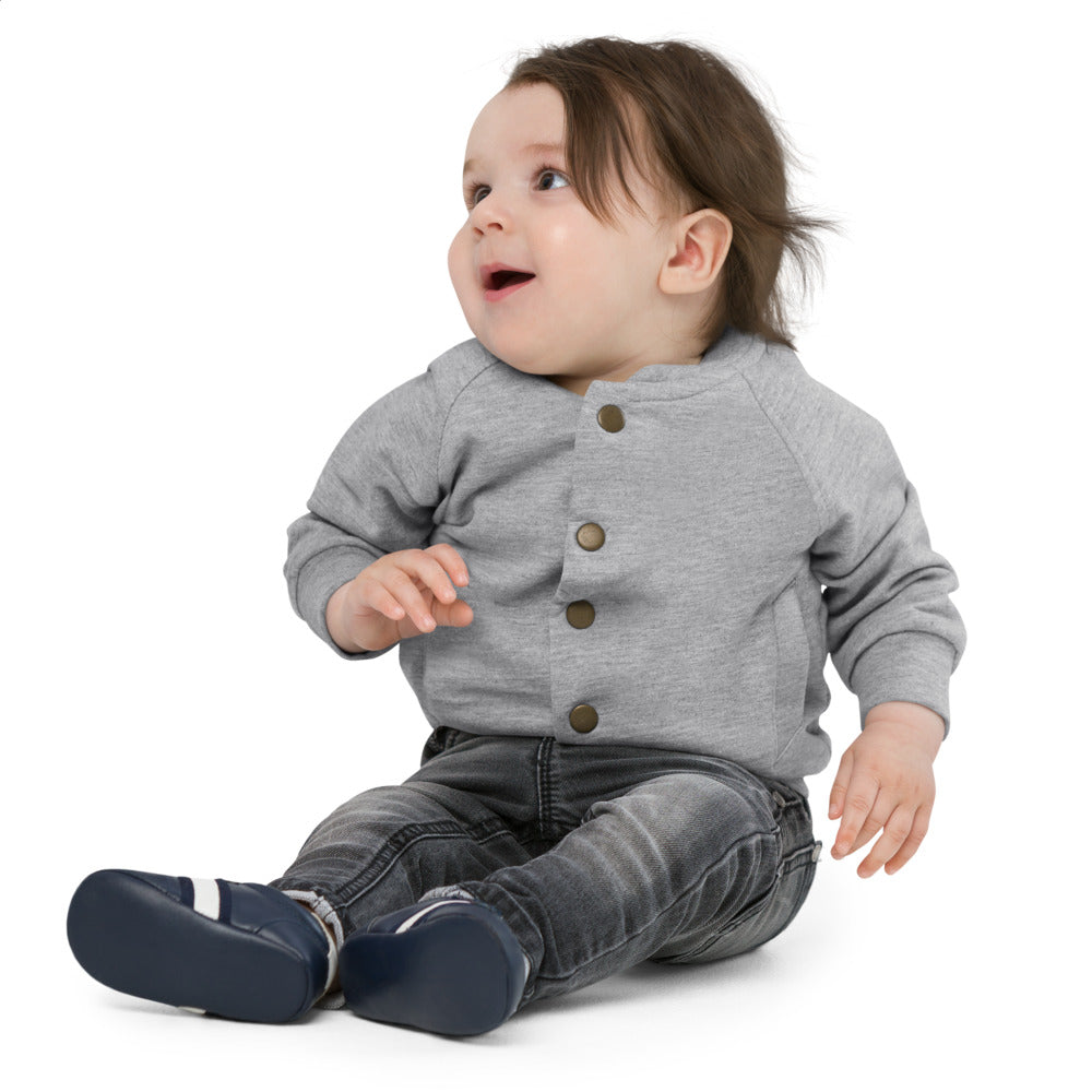 Ya Abbas (as) - Back Embroidery - Baby Organic Bomber Jacket Gray