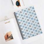 Arabesque Blue Brown Pattern - Spiral Notebook Ruled Line