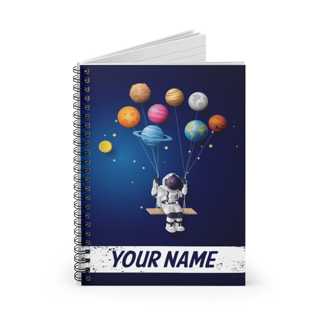 Personalized Spiral Notebook Astonaut with Parachute in Space - Spiral Notebook Ruled Line