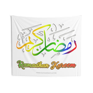 Ramadhan Kareem Rainbow Effect - Wall Tapestry, Indoor Outdoor Islamic Flag, Banner, Eid Mubarak, Holy Month