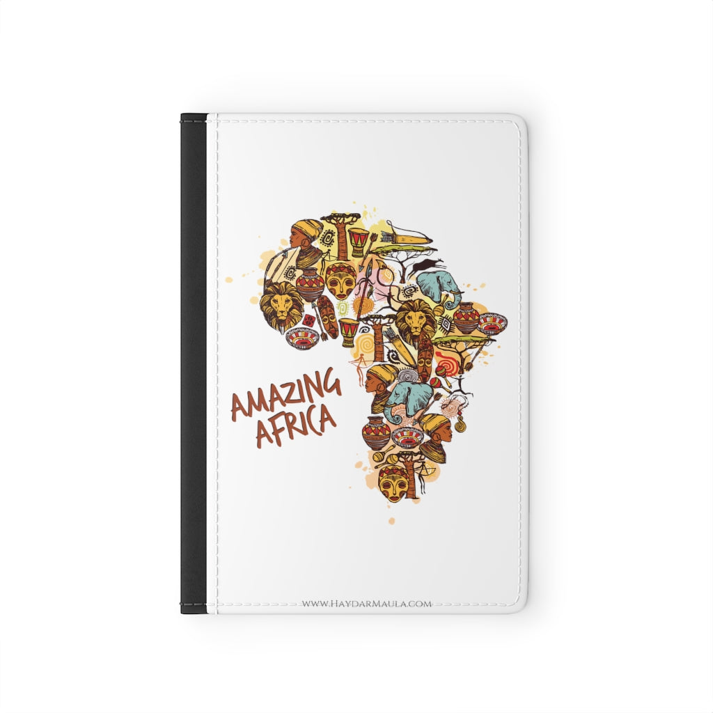 Amazing Africa - Premium Black Passport Cover Faux Leather, Travel Accessories, Africa Map