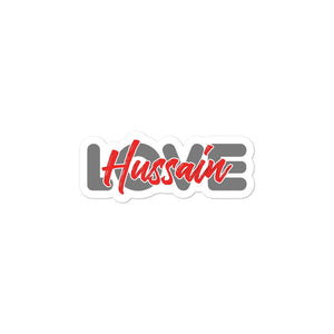Love Hussain (as) Gray Red - Bubble-Free Vinyl Stickers