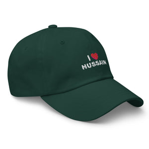 I Love Hussain (as) White - Dad Hat Embroidered