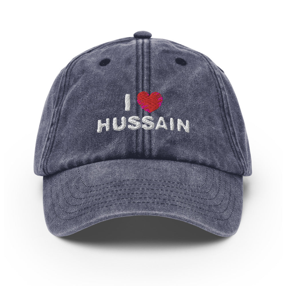I Love Hussain (as) - Vintage Hat Flat Embroidery