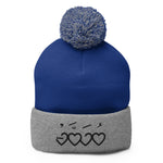 Muhammad (saw) Heart Shape Black - Embroidered Pom-Pom Beanie