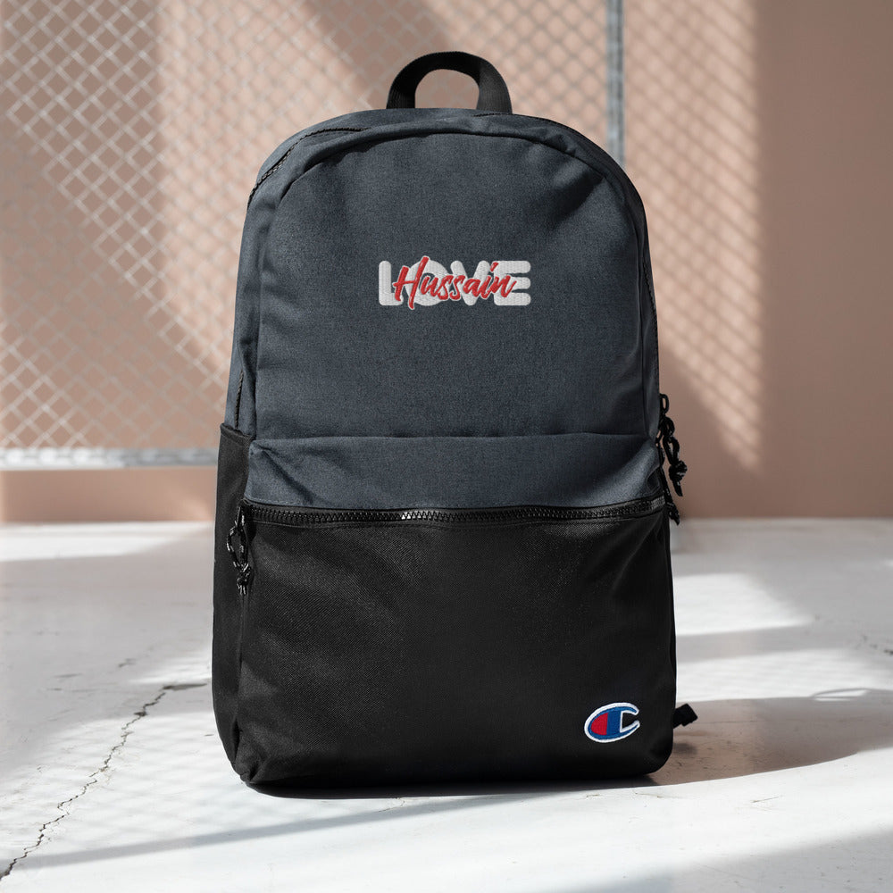 Love Hussain (as) - Embroidered CHAMPION Backpack Black