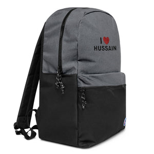 I Love Hussain (as) - Embroidered CHAMPION Backpack Gray