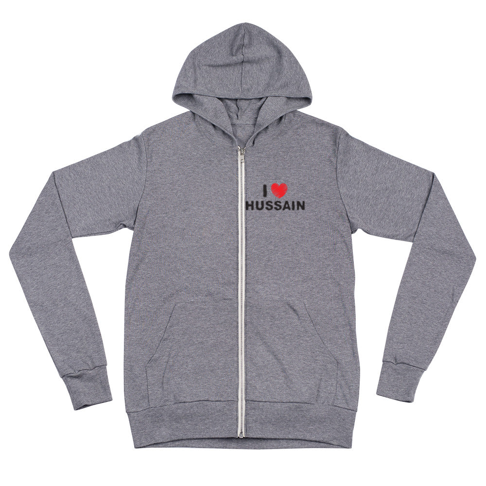 I Love Hussain (as) - Zip Hoodie MEN Gray