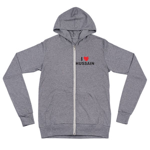 I Love Hussain (as) - Zip Hoodie MEN Gray