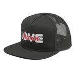 Love Hussain (as) White And Red - 3D Embroidered Mesh Hat