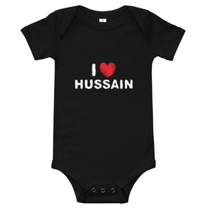 I Love Hussain (as) Black - Baby Onesie