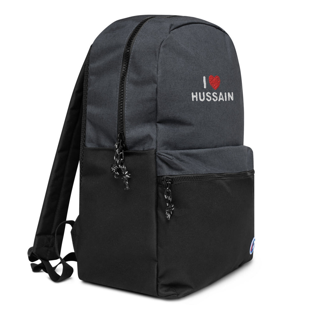 I Love Hussain (as) - Embroidered CHAMPION Backpack Black