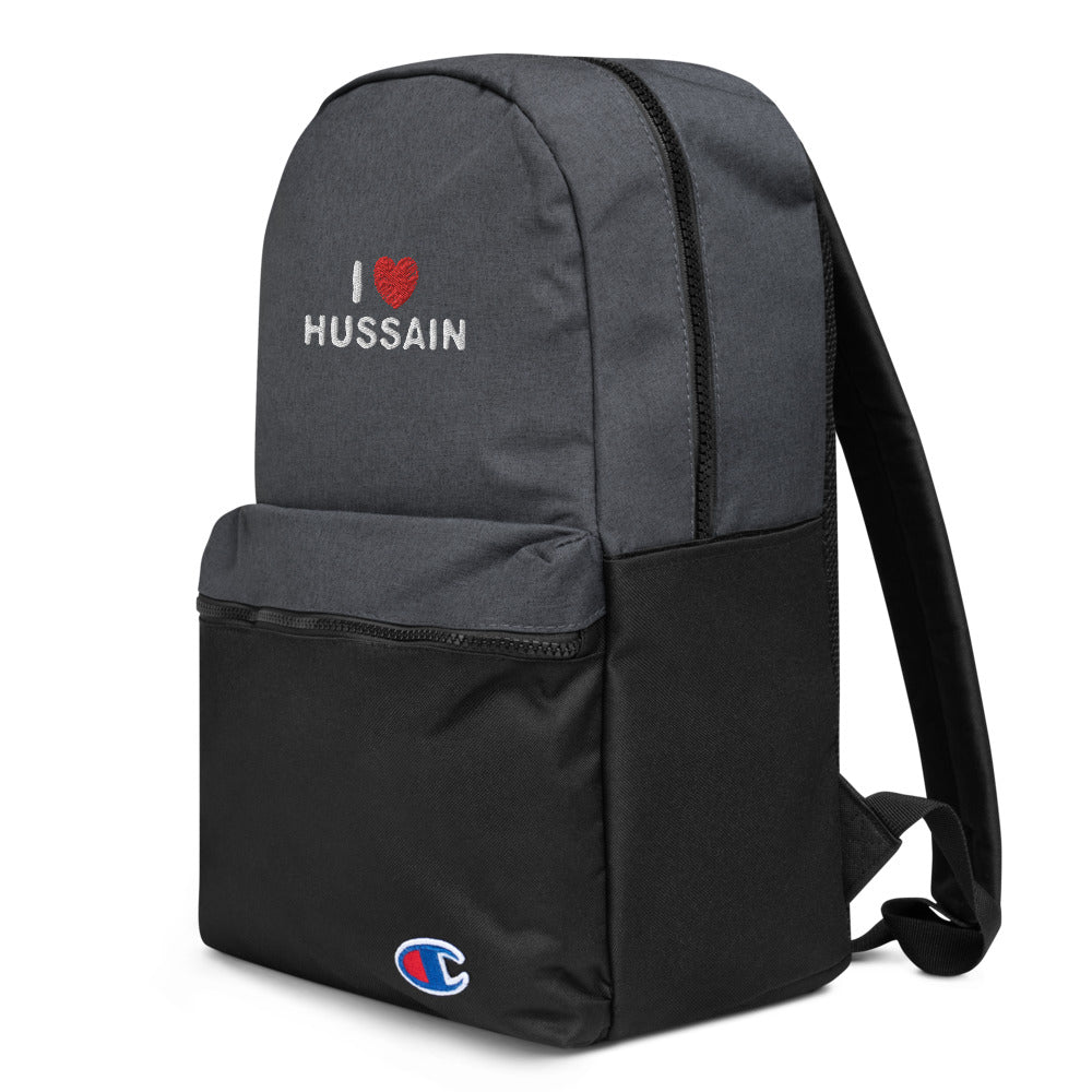 I Love Hussain (as) - Embroidered CHAMPION Backpack Black