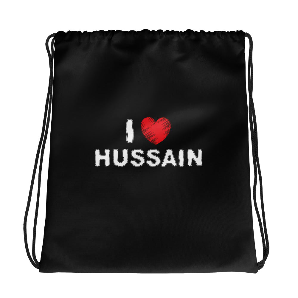 I Love Hussain (as) - Drawstring bag Black