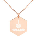 I Love Hussain (as) - Engraved Silver Hexagon Necklace - Hayder Maula