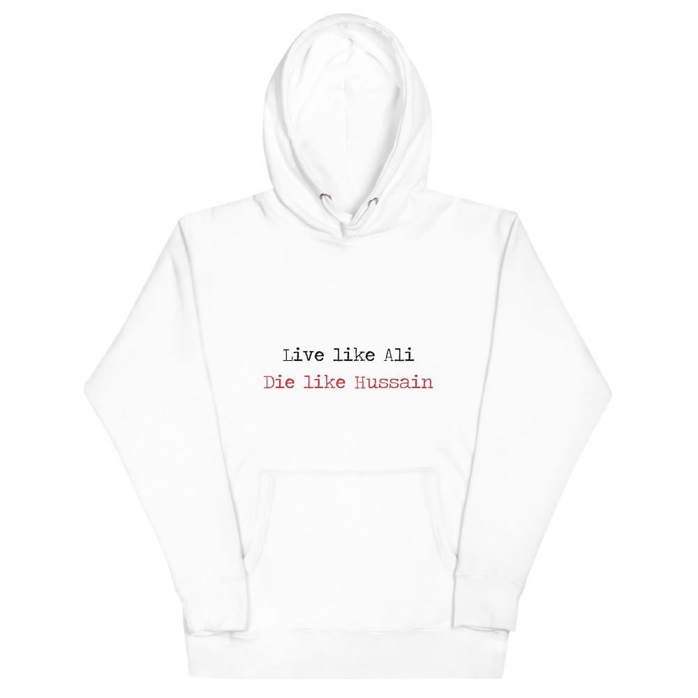 Live Like Ali (as) Die Like Hussain (as) Black- Premium Hoodie WOMEN - Hayder Maula